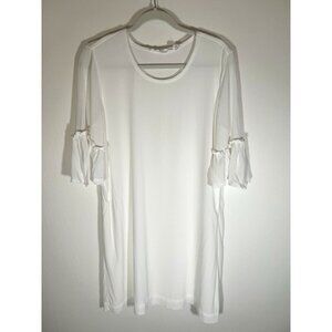 WILT white flowy ruffle sleeve minimalist shift dress sz L coquette classic